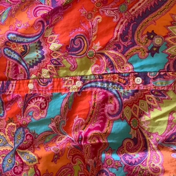 chaps PAISLEY BUTTON DOWN COLLARED WOMAN COTTON SHIRT SIZE US 1X - Picture 7 of 10